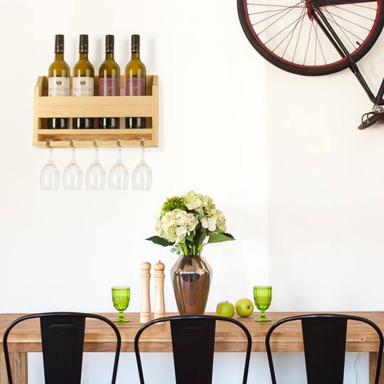 NEX™ Wall-Mounted Wine Rack with 5 Long Stem Glass Holder